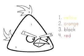 Dibujos para colorear de Angry Birds: Lámina de Chuck con indicaciones