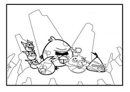 Dibujo para colorear de Angry Birds Space : llegada al planeta