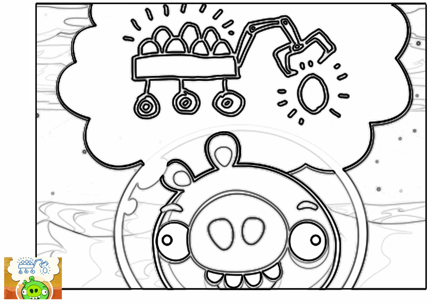 Dibujo para colorear de Angry Birds Space : cerco minion maquinando