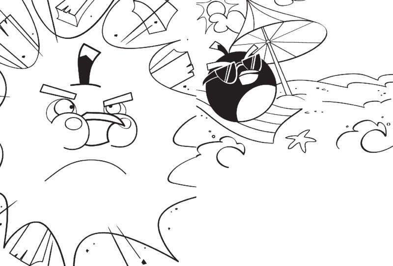 Dibujo para colorear de Angry Birds Seasons: Black Bird tomando el sol
