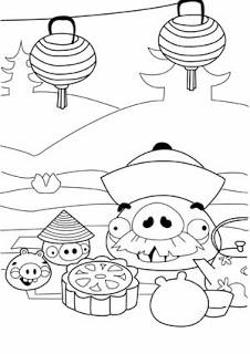 Dibujo para colorear de Angry Birds Seasons: Foreman celebrando la ceremonia del te