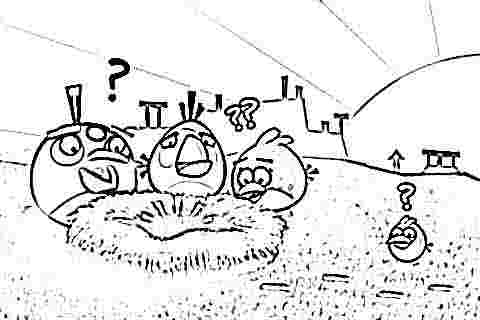 Dibujo para colorear de Angry Birds Seasons: Los huevos han desaparecido