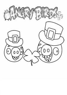 Dibujo para colorear de Angry Birds Seasons: Pigs con trebol de cuatro hojas