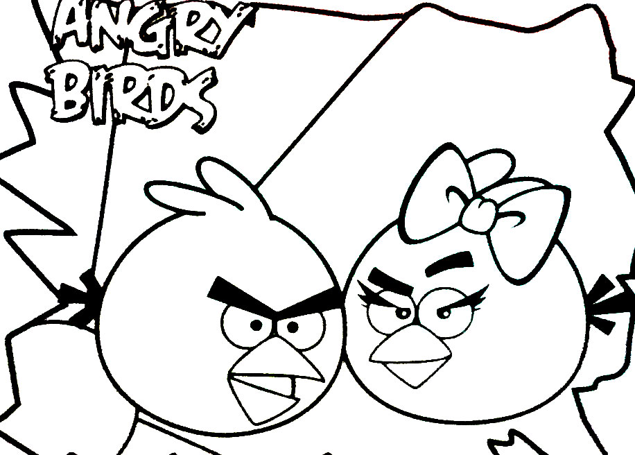 Dibujos para colorear de Angry Birds: Pájaro Rojo y su novia