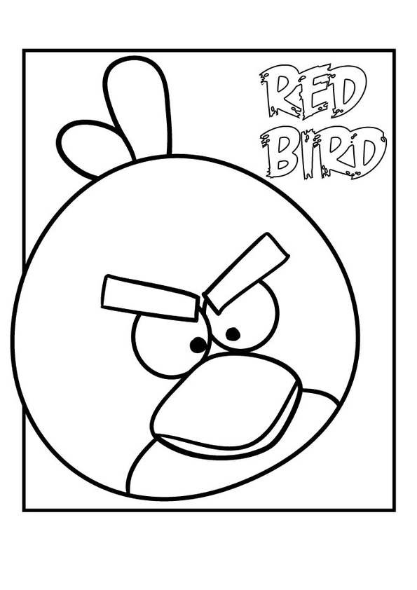 Dibujos para colorear de Angry Birds: Red Bird con vista al suelo