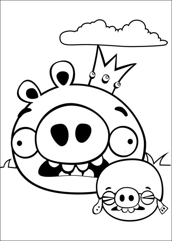 Dibujo para colorear de Bad Piggies: Rey Cerdo junto a un Cerdo soldado