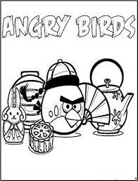 Dibujo para colorear de Angry Birds Seasons: Red Bird sirve el té